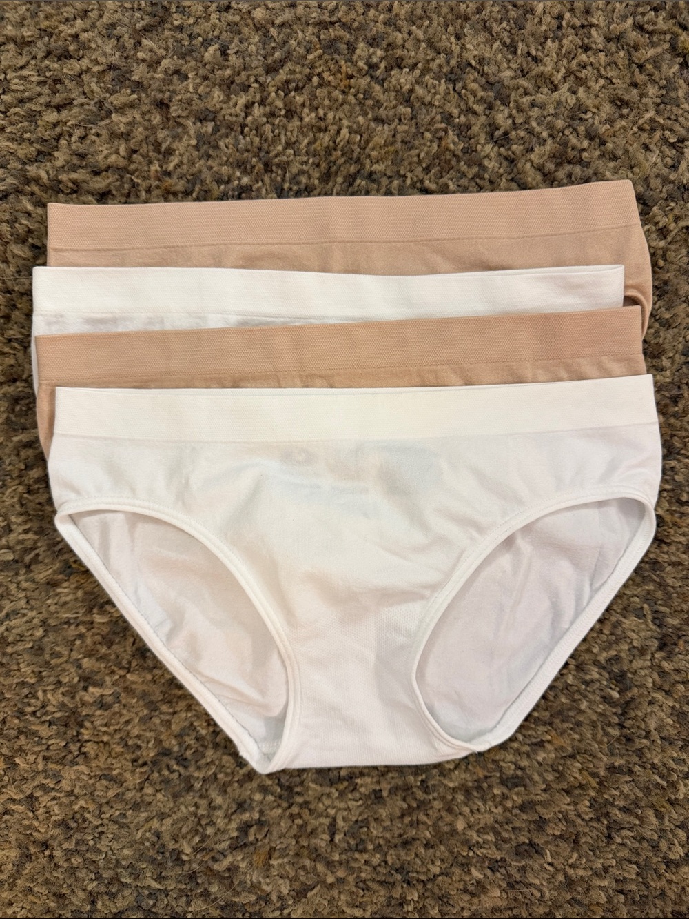 Girls 4- Pack Cotton Briefs - White & Light Tan